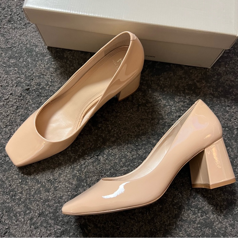 marc fisher pierre patent leather square toe pump